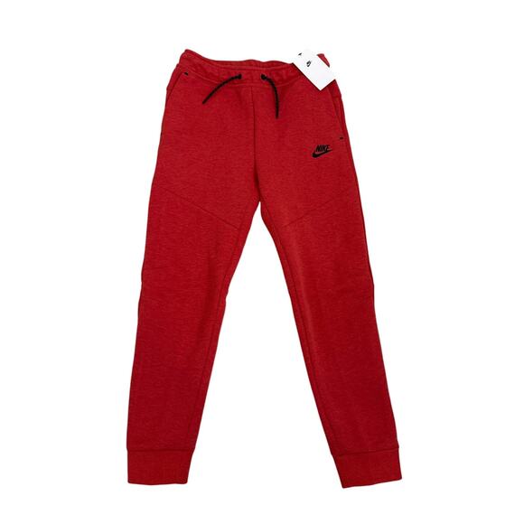 Nike Sportswear Tech Fleece Joggers Red Black Sweatpants Size Youth Large NWT - Picture 1 of 3
